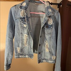 Highway Jeans Light Blue Distressed Denim Jacket